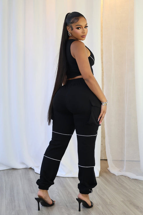 Gaga Piping Detail Zip-Up Top & Pants SET