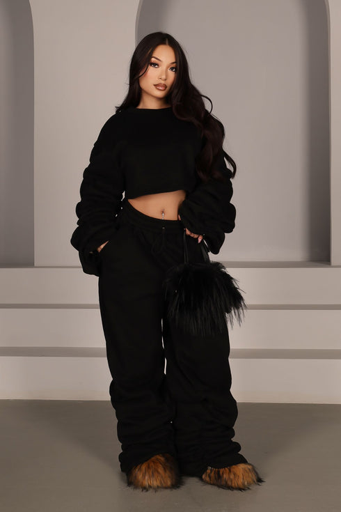 Slow Down Ruched Top & Cargo Jogger SET