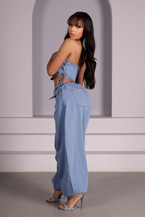 Breakline Denim Top & Jogger SET