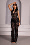 Velouria Halter Neck Lace Jumpsuit