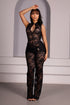 Velouria Halter Neck Lace Jumpsuit