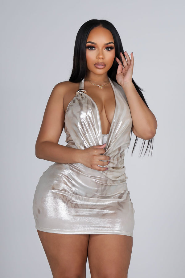 After Sunset Foil Mini Dress