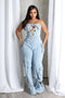 Ayla Washed Denim Cut Out Jumpsuit
