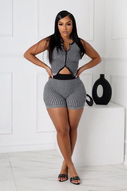 Lotus Ribbed Knit Top & Shorts SET
