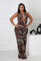 Shuri Mesh Printed Cowl Neck Jumpsuit
