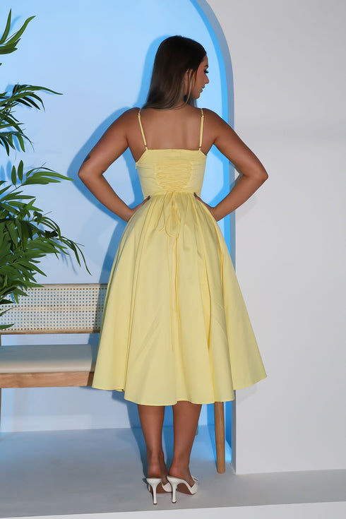 Voluminous Poplin Corset Midi Dress