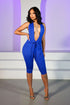 Eugenia Plunge Halter Capri Jumpsuit