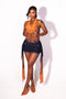 Copper Cascade Halter Mini Dress