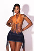 Copper Cascade Halter Mini Dress