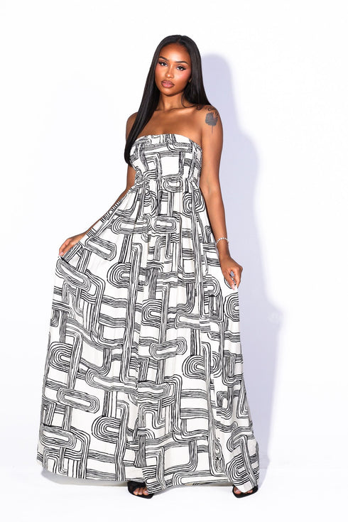 Retro Maze Tube Top Jumpsuit