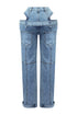 Hayden Washed Denim Cut Out With Belt Jeans