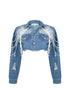 Janet Pearl & Rhinestone Draped Denim Jacket