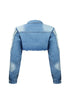 Janet Pearl & Rhinestone Draped Denim Jacket