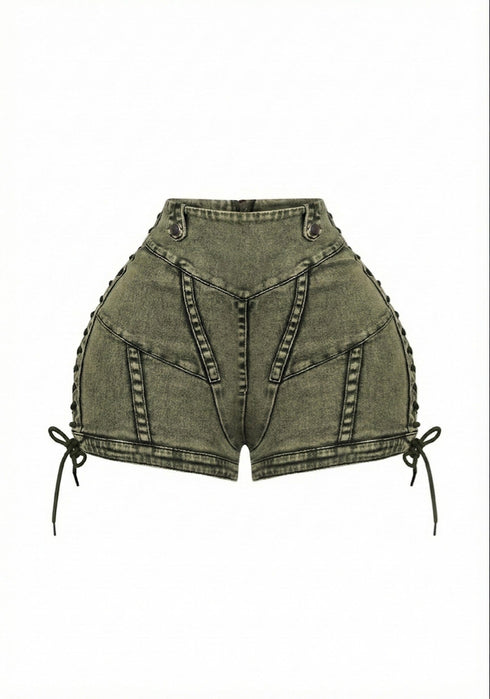 Keep Up Lace Up Denim Shorts