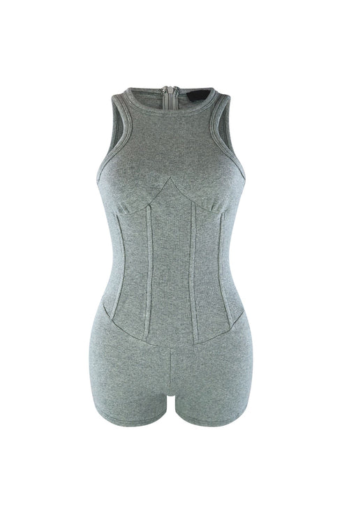 This Time Essential Ribbed Corset Romper