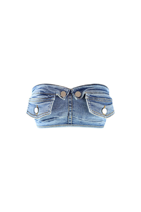 Hang With Me Denim Pocket Tube Top