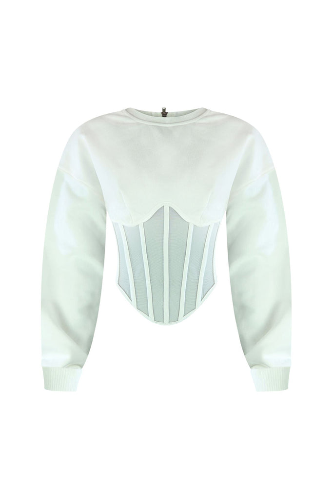 Be Your Self Corset Sweatshirt Top Top EDGE Small White 