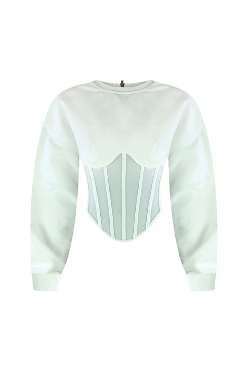 Be Your Self Corset Sweatshirt Top Top EDGE Small White