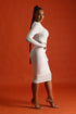 You Make Me Feel Mock Neckline Bodycon Midi Dress - White - KNOWSTYLE - EDGE - EDGEONLINESTORE