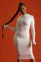 You Make Me Feel Mock Neckline Bodycon Midi Dress - White - KNOWSTYLE - EDGE - EDGEONLINESTORE