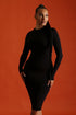 You Make Me Feel Mock Neckline Bodycon Midi Dress - Black - KNOWSTYLE - EDGE - EDGEONLINESTORE