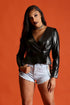 From Paris With Love Faux Leather Ruffle Bottom Jacket - Black - KNOWSTYLE - EDGE - EDGEONLINESTORE