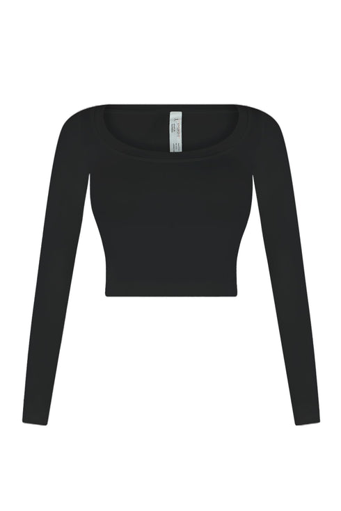 Soft Smooth Long Sleeve Crop Top Crop Top EDGE Small/Medium Black
