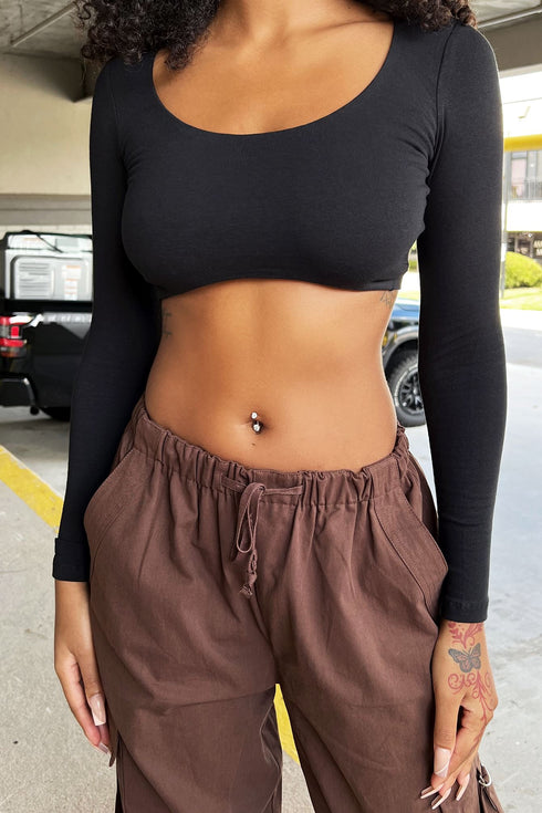 Sydney Basic Long Sleeve Top - Black - EDGEbyKS