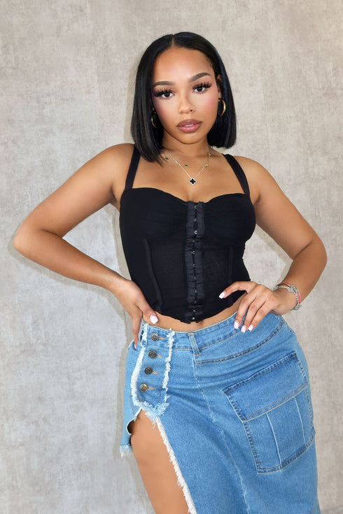 Go Getter Mesh Corset Top Crop Top EDGE Small Black