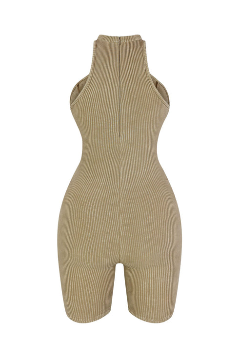 Tessa Mineral Washed Mock Neck Romper Rompers + Jumpsuits EDGE
