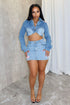 Everlie Denim Jacket & Skirt SET sets EDGE Small Denim
