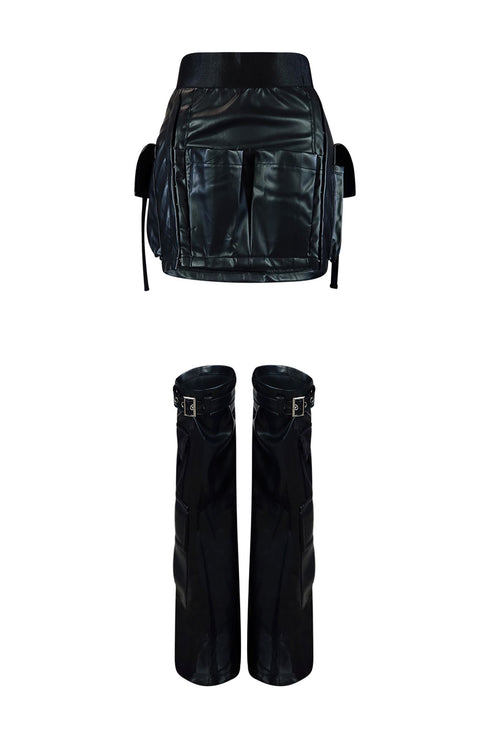 Lucy PU Leather Skirt With Leg Warmers Bottoms EDGE