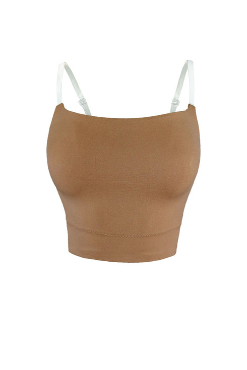 Khloe Clear Strap Crop Top Crop Top EDGE Small/Medium Mocha