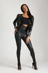 From Paris With Love Faux Leather Ruffle Bottom Jacket - Black - KNOWSTYLE - EDGE - EDGEONLINESTORE
