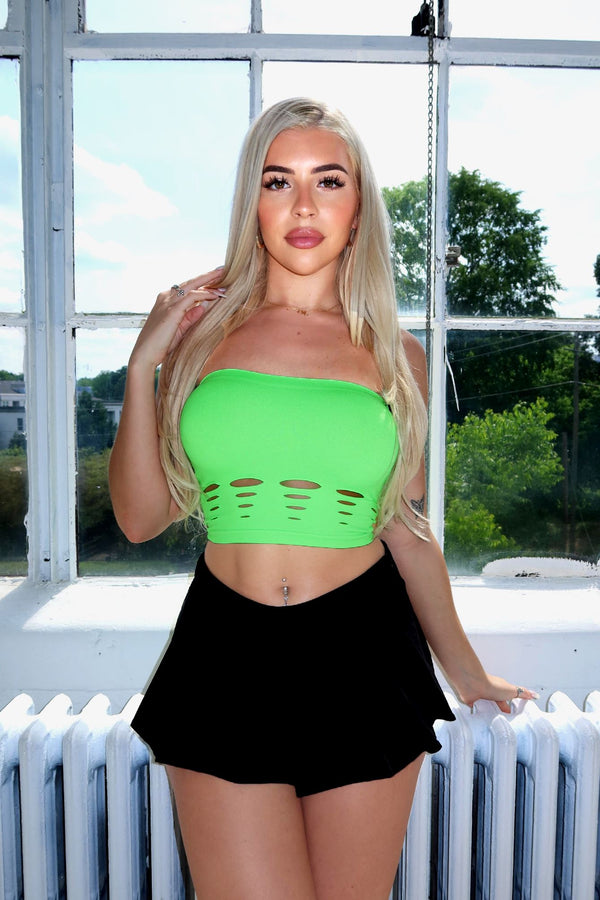 Electricity Cut Out Tube Top - Neon Green -EDGEbyKS