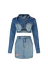 Everlie Denim Jacket & Skirt SET sets EDGE Small Denim