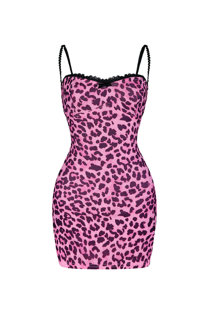 Cheetah Girl Mini Dress Clothing EDGE Small Pink 