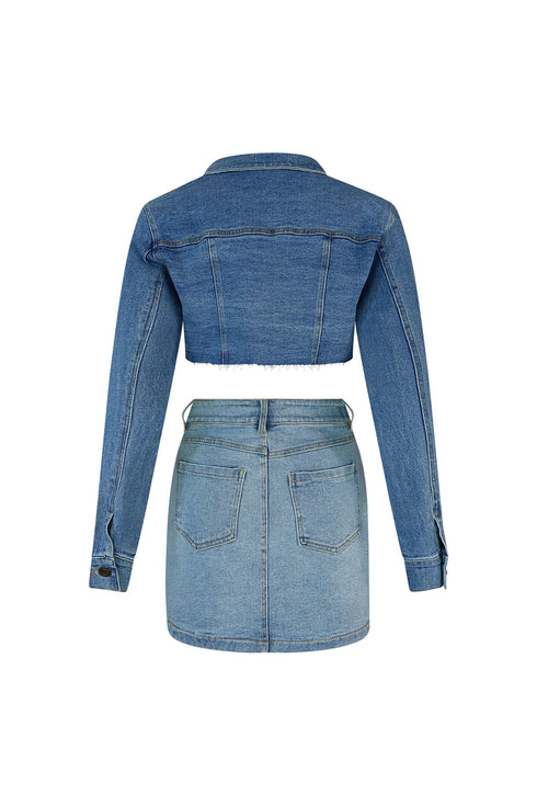 Everlie Denim Jacket & Skirt SET sets EDGE