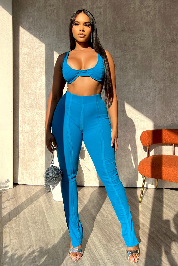 Sapphire Wired Crop Top & Pants SET matching sets EDGE Small Turquoise 