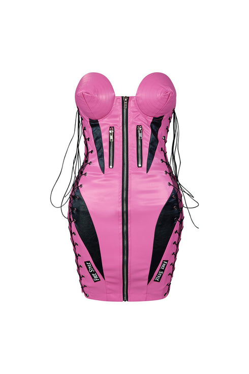 Drive You Insane PU Mini Dress Dresses EDGE Small Pink