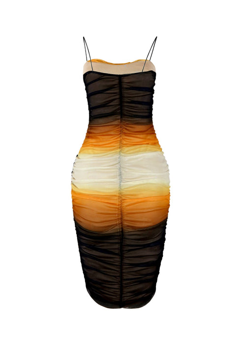 Marygold Gradation Print Mesh Ruched Midi Dress DRESS EDGE