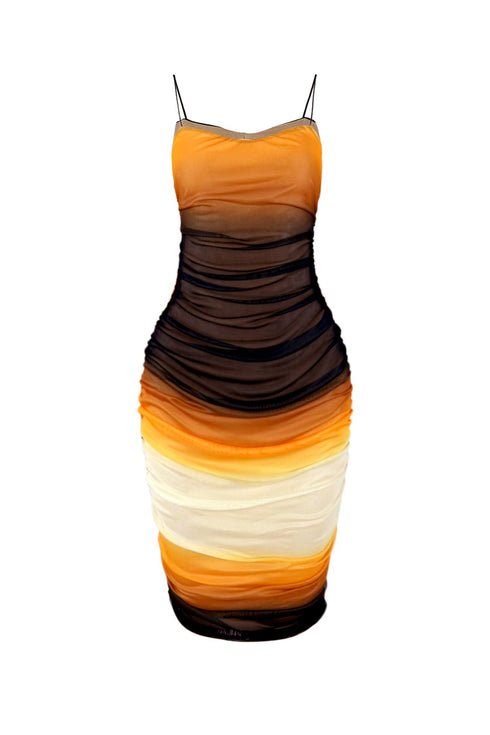 Marygold Gradation Print Mesh Ruched Midi Dress DRESS EDGE Small Multi