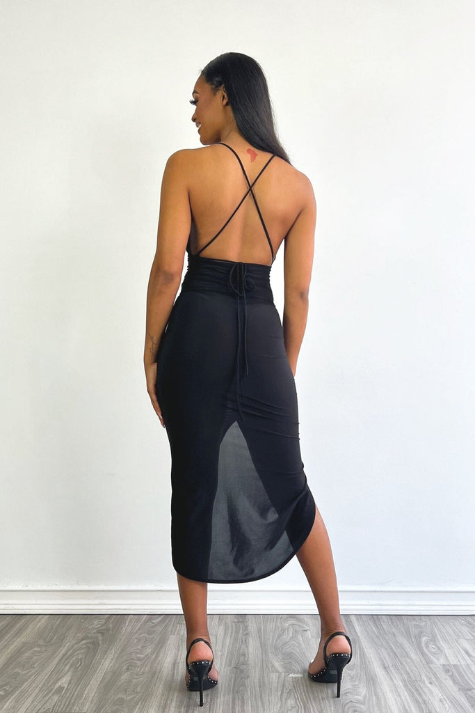Luxe Slinky Asymmetrical Dress - Black - KNOWSTYLE - EDGE - EDGEONLINESTORE