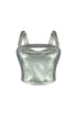 Mars Shiny PU Eyelet Crop Top Crop Top EDGE Small Silver