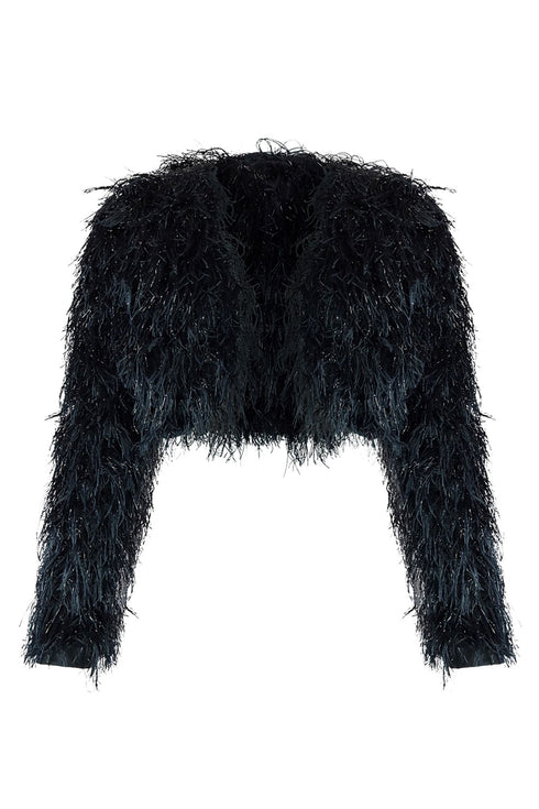 New Era Shaggy Metallic Jacket Outerwear EDGE Small Black