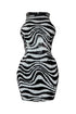 Follow Me Zebra Sequin Sleeveless Mini Dress Dress EDGE Small Black/White