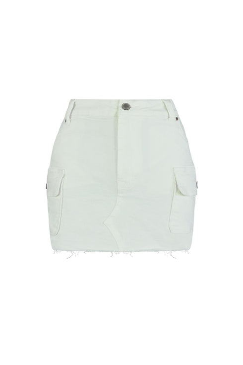 On The Run High Rise Denim Mini Skirt SKIRT EDGE Small White