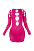 Alix Hallow Out Long Sleeve Cutout Mini Dress Dresses EDGE One Size Magenta