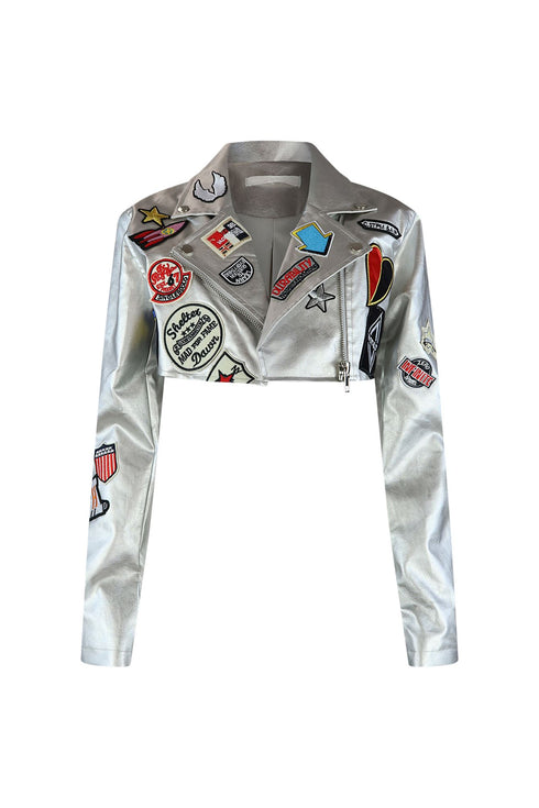 Pegasus Vegan Leather Jacket Apparel & Accessories EDGE Small Silver