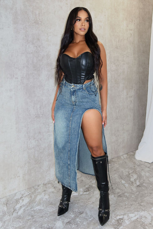 City Girl Denim Slit Skirt SKIRT EDGE